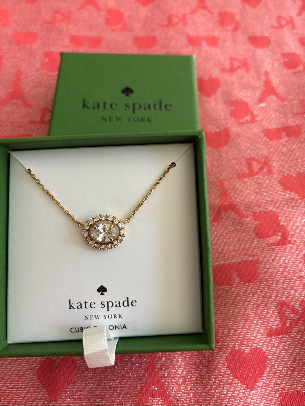 kate spade Gold Crystal Halo Pendant Necklace